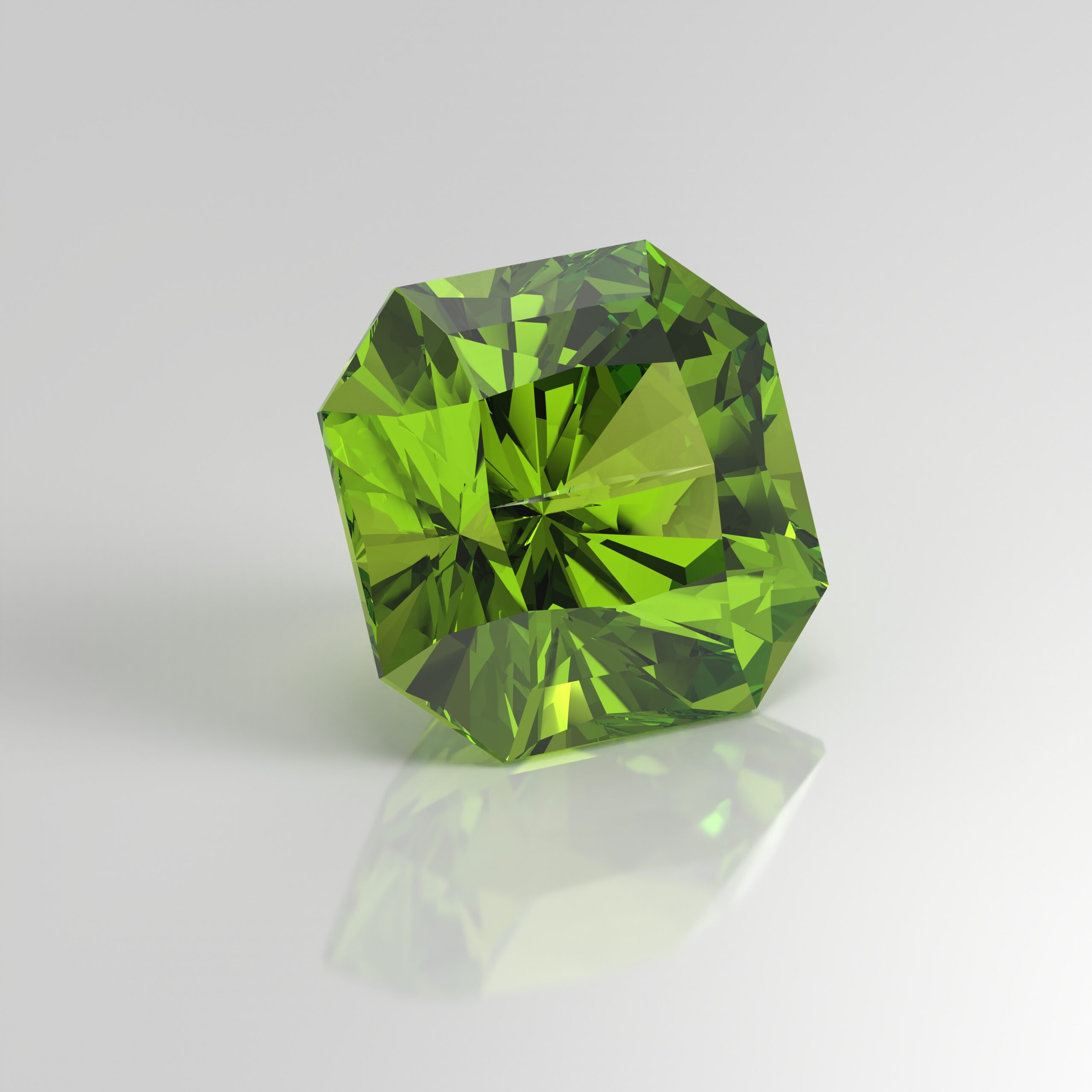 peridot gemstone radiant square 3D render